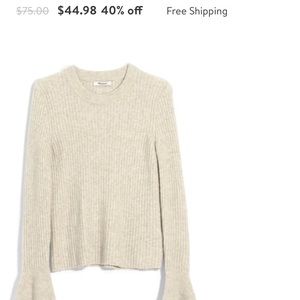 Madewell ruffle cuff sweater size xs